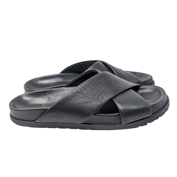 Saint Laurent Black Jimmy Slide Criss Cross Leather Sandals Size EU 38 - Picture 4 of 10